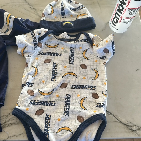 Chargers bundle with 18 month jersey and chargers onesie and hat size 0-3 month - Picture 2 of 3